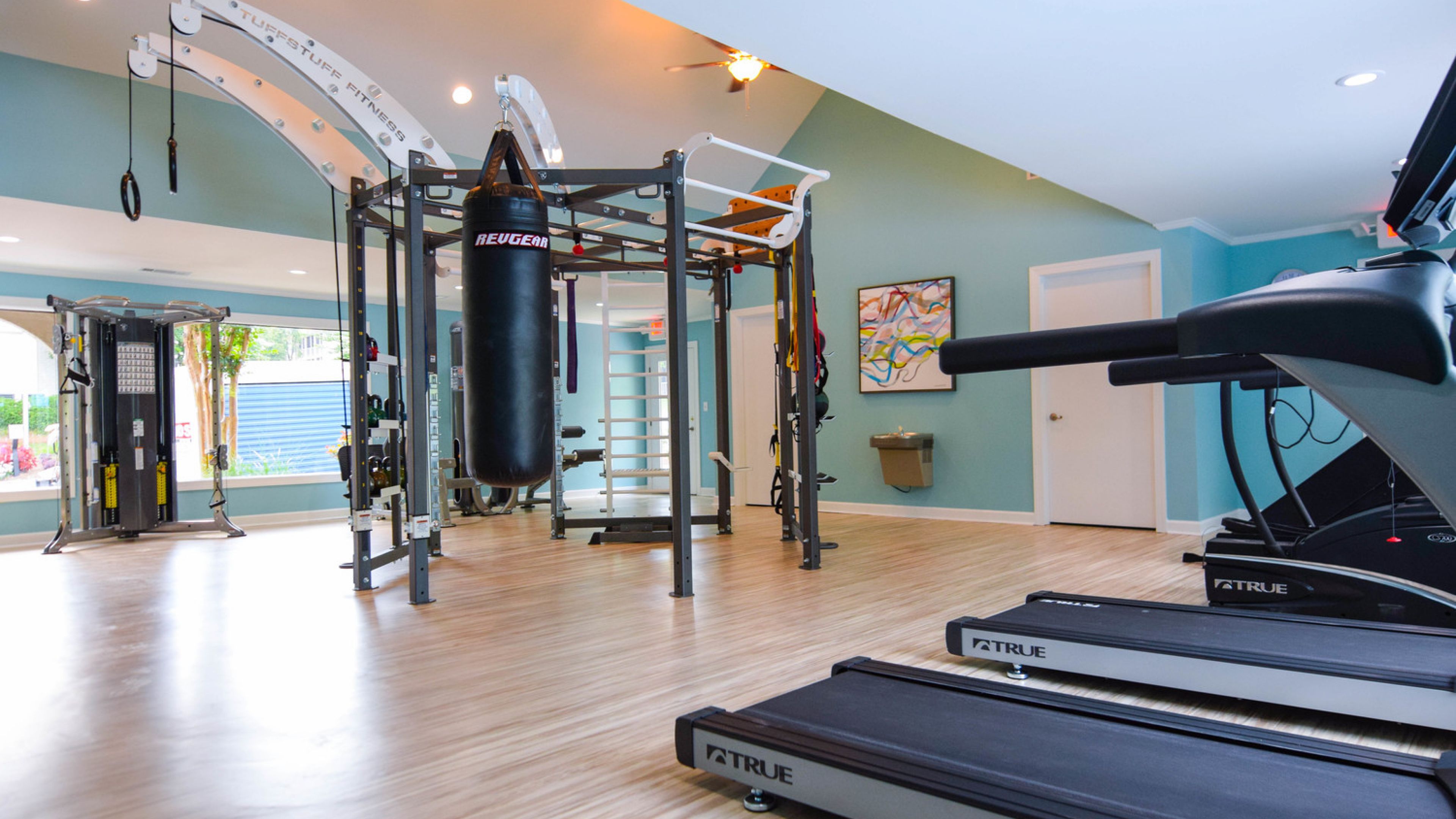 Hawthorne at Wisteria resident fitness center with modern training equipment
